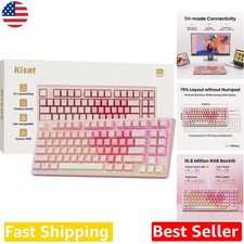 Rose Pink 75% Wireless Mechanical Keyboard, Hot-Swap RGB, Tri-Mode Gaming picture
