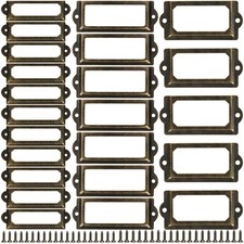 60 Pcs Metal Office Library File Drawer Tag Label Holder for Office Drawers picture