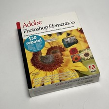 Adobe Photoshop Elements 2.0 Retail Box CD Manuals Win Mac Vintage Software Key picture