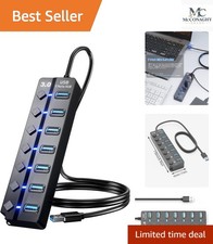 Effortless Connectivity: 7-Port USB 3.0 Hub with 5Gbps Transfer, Plug & Play picture