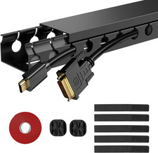 Cable Raceway 77in Wire Covers Under Desk Cable Management 5 Pack, PVC Fireproof picture