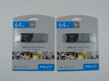 (2) PNY 64 GB USB 3.0 FLASH DRIVE NEW SEALED 4K picture
