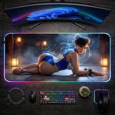 Chun-Li Street Fighter RGB LED Gaming Desk Mat Mouse Pad Fighting Game picture