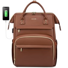 LOVEVOOK Leather Laptop Backpack for Women 15.6 inch,Travel Inch, Brown picture