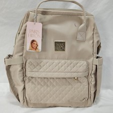 Paris Hilton Travel Laptop Backpack NWT Cream Beige Quilted 14