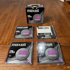 Lot of 4 Maxell LS-120 Diskettes PC format 120MB - 2 Sealed 2 Open picture