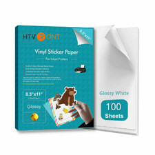 Glossy White Printable Vinyl Sticker Paper for Inkjet Laser Waterproof 8.5x11in picture