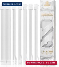 Power Supply Sleeved Cable, 16 AWG PSU Extension Cable Kit of White Connector, 1 picture