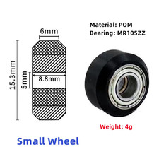 1/5/10PCS POM Plastic Wheel Bearing Pulley Small Big V-Slot Models 625ZZ 625RS M picture