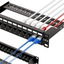 10Gbps 12 Port RJ45 Cat6 Patch Panel 10 Inch Rackmount Wallmount Coupler picture
