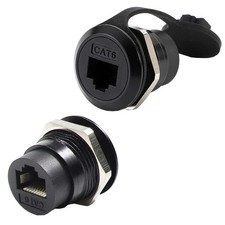 RJ45 Panel Mount Coupler CAT6 Female To Female Connector 2 PCS picture
