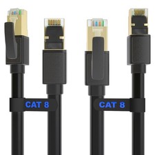 Cat 8 Ethernet Cable 40Gbps 2000MHz Network LAN Cord 3FT 2Pack picture
