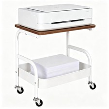 Under Desk Printer Stand with Storage 2 Tier Rolling Printer Cart with Wheels... picture