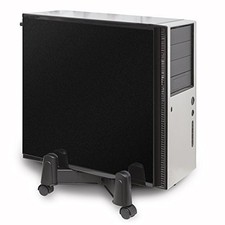 SYBA CPU STAND FOR ATX CASE PLASTIC ADJUSTABLE WIDTH WITH WHEELS - BLACK picture