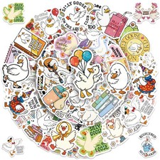 100PCS Funny Goose Stickers for Adults Holographic Sarcastic 1-3in, White picture