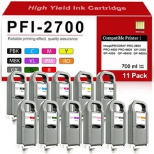 12 Pack PFI 2700 (700ml) Ink Tank Compatible for ImagePROGRAF PRO-6600 PRO-4600 picture