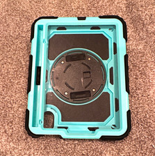 Seymac Rugged Rotating iPad mini  6 Case with Hand Strap, Black/teal picture