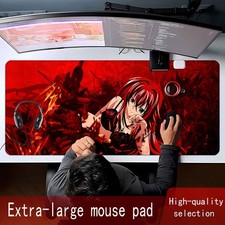 Extra-large Size Rubber Mouse Pad Fiery Red Hair Anime Girl with Burning Backg picture