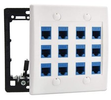 12-Port Ethernet Wall Plate RJ45 Cat6 Female-to-Female Network Outlet White picture
