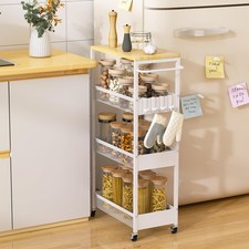 Utility Cart 9.1 Wide 4 Tier Rolling Metal Storage Narrow Shelf Vincona Slim picture