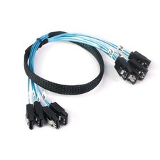 ADCAUDX SATA-III Cable:0.5M, 4Pcs/Set Thin SATA 6Gbps 1.6FT 1PACK, Black/Blue picture