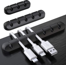 3 Pcs Silicone USB Cable Holder Clips, Self Adhesive - Black picture
