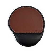 Brown Office Square Leather Mouse Pad with Wrist Rest Non-Slip Design Business picture