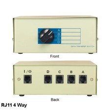 Kentek RJ11 4 Way Data Transfer Switch Box Phone Jack Female ABCD Rotary Dail picture