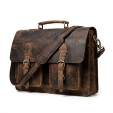 Leather Messenger Bag for Men, 18 Inch Laptop Crossbody, Vintage Handmade Lea... picture