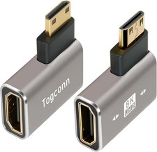 2-Pack 90° Mini HDMI to HDMI Right/Left L-Shaped Adapter 8K@60Hz 4K@120Hz Slim picture