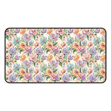 Floral Paint Desk Mat — Pastel Rose Pattern Office Mousepad picture