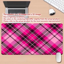 1pc Hot Pink Checkered Gaming Desk Mat & Mouse Pad with Non-Slip Rubber Base, picture