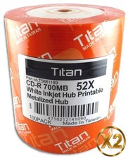 200-Pak TITAN White Inkjet Hub Printable 52X 80-Min CD-R's picture