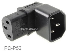 Right-Angle Down IEC 320 C14 Male to IEC 320 C13 Female Power Adapter, PC-P52 picture
