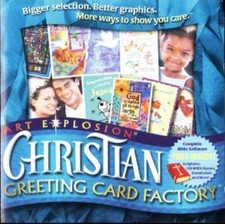 Art Explosion: Christian Greeting Card Factory PC CD create print Bible themed picture