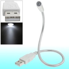USB White LED Light Flexible Metal Gooseneck Lamp Silver Tone picture