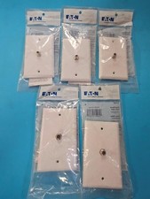 LOT OF 5 NEW EATON 1 GANG COAXIAL CABLE WALL PLATE VIDEO JACK F-TYPE 1172W WHITE picture