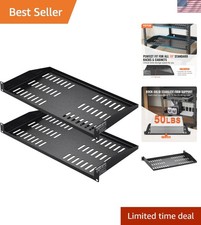 2PCS 1U Server Rack Shelf, Universal Vented Rack Mount Cantilever Tray for 19... picture