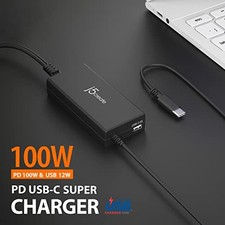 J5CREATE USB TYPE C PD 100W FAST CHARGER FOR MACBOOK PRO, CHROMEBOOK, -  BLACK picture