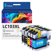 LC103XL Ink Cartridges Compatible with Brother LC101, 5-Pack | 2BK/C/M/Y set picture