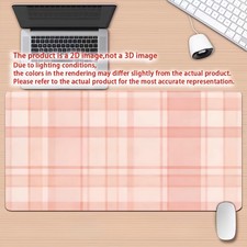 1pc Pastel Pink Grid Desk Mat & Gaming Mouse Pad with Non-Slip Rubber Base, Wa picture