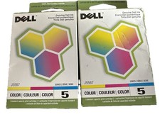 Dell Series 5 Color Ink Cartridges J5567 Genuine OEM Printer Ink Lot Of 2 picture