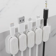 Magnetic Cable Clips 5 Pack White Adhesive Cord Organizer Desk Nightstand Car picture