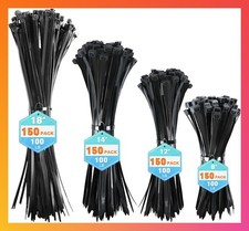 600 Pack 8 12 14 18 Inch Heavy-Duty Nylon Assorted Sizes Black Zip Ties Cable Wr picture