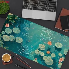 1pc 2D Flat,Large Animation Green Pool Water Lily Plant Table Mat - Non-Slip R picture