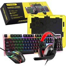 4in1 Gaming Keyboard Mouse Headset Mouse Pad Set RGB LED Backlit Gamer PC Combo picture