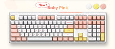 ABKO USB Wired Korean Keyboard Membrane 108-Key LED Ergonomic Design (Baby Pink) picture