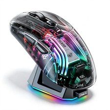 Transparent Wireless Gaming Mouse, Tri-Mode RGB, Battery Black- picture