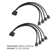 2 PCS Converter for Cooling Fan 4 Ways Fan Extension Power Cable for ATX Chassis picture