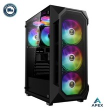 ATX Mid Tower Gaming PC Case Tempered Glass 4x 120mm ARGB Fans Mesh Front picture